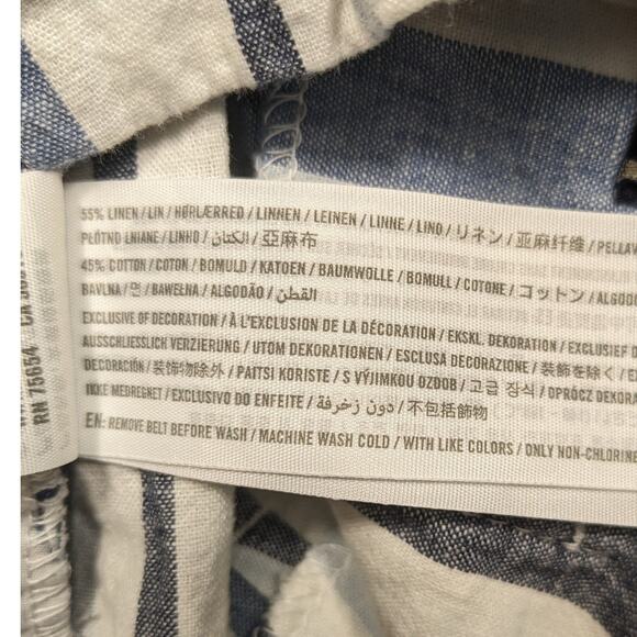 Abercrombie Shorts Woman's S Blue Paper Bag High-Waist Stripe Belt Coastal Boat - Picture 10 of 12